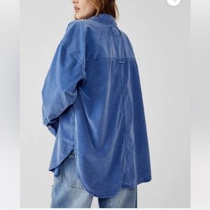 Free People NWOT Baby Cord Button Down - size M - electric blue - NEW W/OUT TAGS